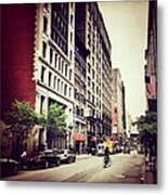Bicycle And Buildings In New York City Metal Print