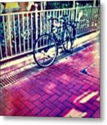 #bicycle On #bricks In #hk Metal Print