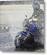 Biker  Making A Splash Metal Print