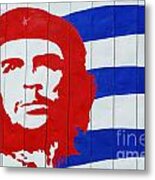 Billboard With The Iconic Che Guevara Portrait And National Cuba Metal Print