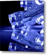 Blue Led Lights Closeup With Reflection Metal Print