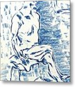 Blue Man By Window Metal Print