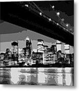 Brooklyn Bridge @ Night Bw8 Metal Print