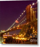 Brooklyn Bridge At Night Metal Print