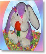 Bunny And Strawberry Metal Print