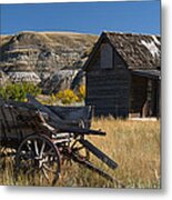 Cabin And Wagon Alberta Metal Print