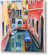 Canal Reflections In Venice Italy Metal Print