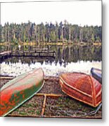 Canoes On The Side Metal Print