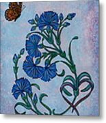 Chicory Flowers And Heart Metal Print