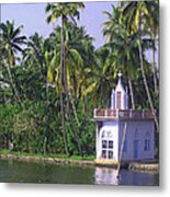 Church Located On A Coastal Lagoon In Kerala In India Metal Print