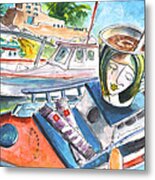 Coffee Break In Sitia In Crete Metal Print