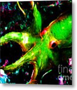 Creatures Of The Deep - The Octopus - V3 - Electric - Green Metal Print