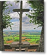Crucifix Overlooking The French Countryside Metal Print