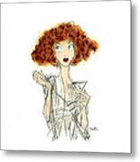 Curly Haired Girl Metal Print