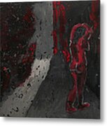 Dark Raining Brooding Alley Chick Metal Print