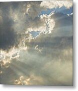 Dramatic Sunbeams And Storm Clouds Maine Photo Prints Metal Print