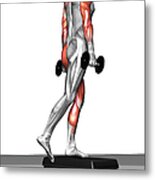 Dumbbell Step-up Exercise (part 1 Of 2) Metal Print
