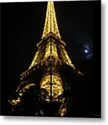 Eiffel Tower Moon Light  Paris France Metal Print