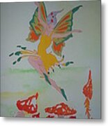 Fairy Over The Toadstools Metal Print