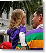 Father And Daughter Parade Goers Metal Print