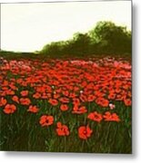 Fine Art Oil Painting Poppies Emerald Isle Metal Print