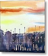 Fishing At Sunset Metal Print