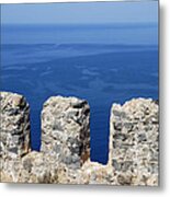 Fortification Wall And Blue Ocean Metal Print