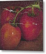 Four Tomatoes Crackle Metal Print