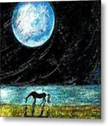 Full Moon On The Seashore Metal Print