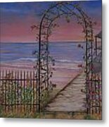 Gentle Trellis Of Roses Metal Print