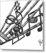 Hiding Among The Notes - Sketch Metal Print