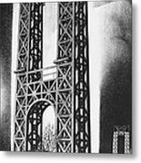 Hudson Bridge Lithograph, 1928 Metal Print
