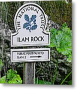 Ilam Rock Sign - Dovedale Metal Print