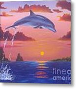 Jumping Dolphin Metal Print