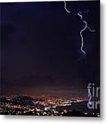 Lightning Thunder Storm At Night Sky Metal Print