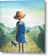 Little Girl On The Road Metal Print