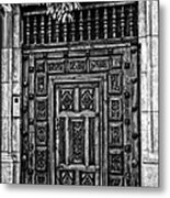 Maderia Door In Black Metal Print