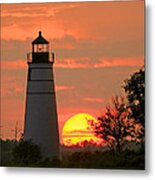 Madisonville Lighthouse Sunset Metal Print