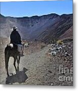 Man Riding Horse In The Haleakala Crater Metal Print