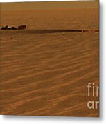 Mars Surface With Rovers Discarded Heat Metal Print