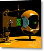 Mechanical Oculist Green Metal Print