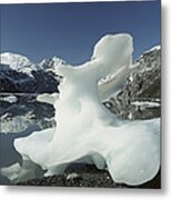Melting Iceberg On Shoreline Of Glacier Metal Print