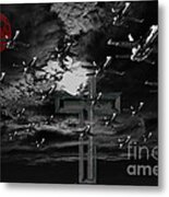 Midnight Raid Under The Red Moonlight Metal Print