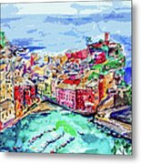 Modern Abstract Vernazza Italy Cinque Terre Metal Print