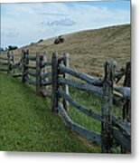 Mowing The Hay Metal Print