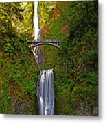 Multnomah Falls At Summer Solstice - Posterized Metal Print