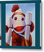 No Bad Stuff Sock Monkey Triptych Metal Print