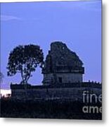 Obervatory At Sunset Chichen Itza Mexico Metal Print