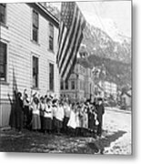 Old Glory. Camp-fire Girls Saluting Metal Print