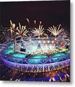 Olympic Stadium Fireworks Metal Print